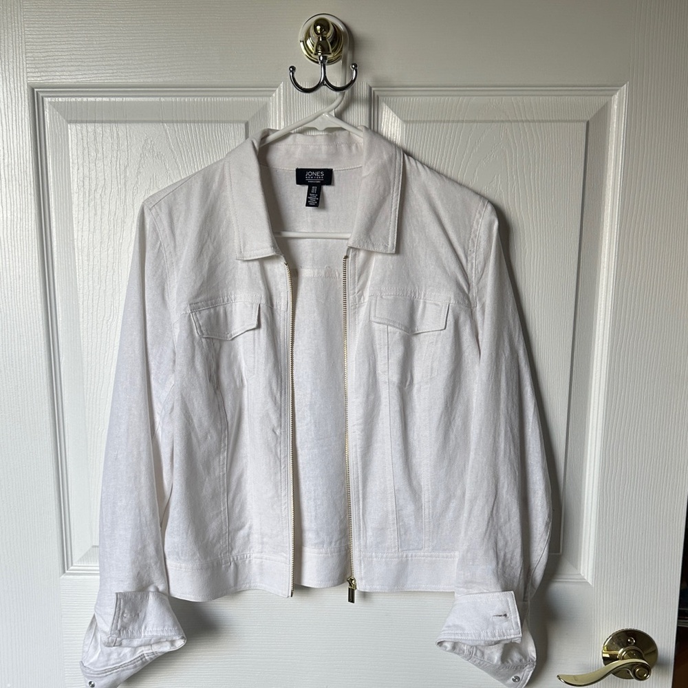 Jones New York White LINEN Jacket